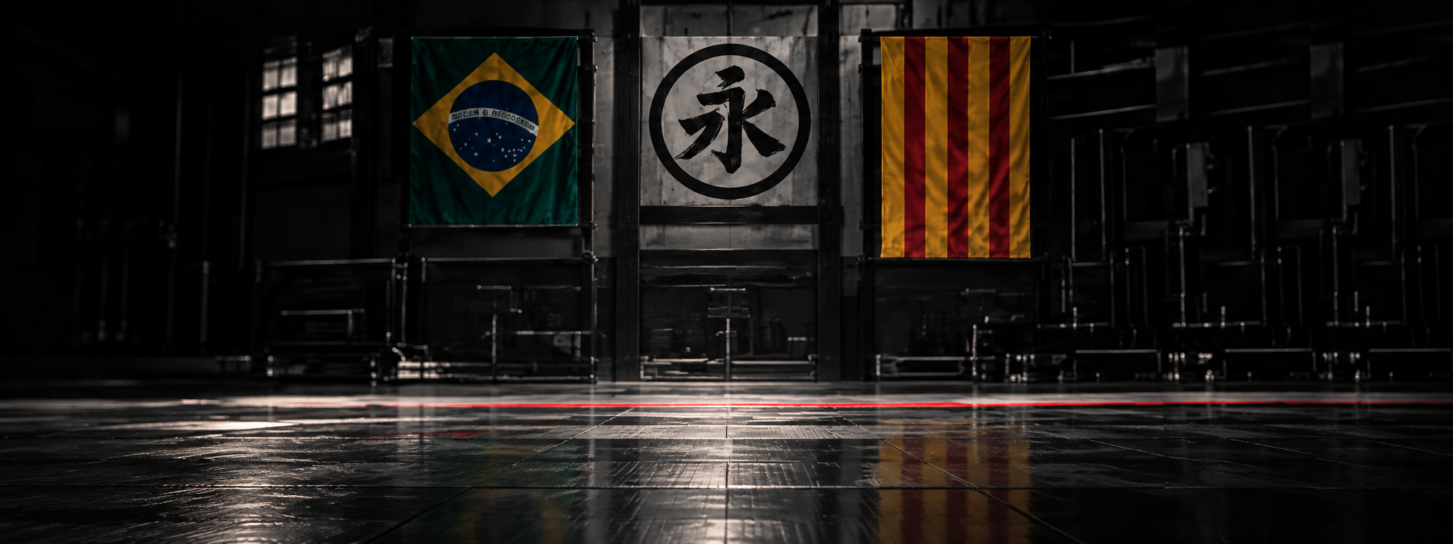 Dojo com as bandeiras do Brasil e da Catalunha